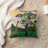 アフリカ飛行機キリン クッション (ブランケット)