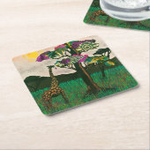 アフリカ飛行機キリン スクエアペーパーコースター (アングル)