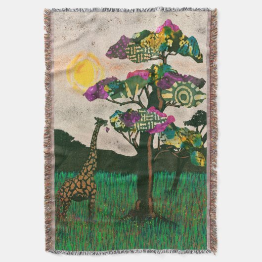 アフリカ飛行機キリン スローブランケット (正面縦)