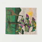 アフリカ飛行機キリン タペストリー (正面(横))