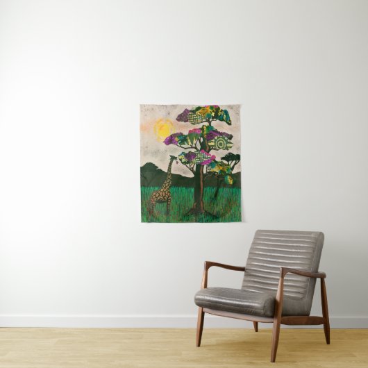 アフリカ飛行機キリン タペストリー (インサイチュ)