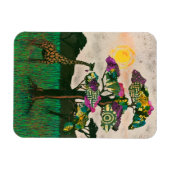 アフリカ飛行機キリン マグネット (横)