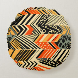 アフリカ鮮やかパターン ラウンドクッション