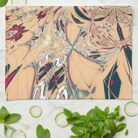 アフリカ鮮やか万華鏡のように千変万化するパターン:ピーチな喜び キッチンタオル (折り畳み)