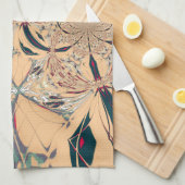 アフリカ鮮やか万華鏡のように千変万化するパターン:ピーチな喜び キッチンタオル (四つ折り)