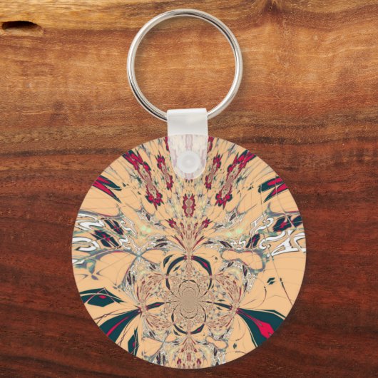 アフリカ鮮やか万華鏡のように千変万化するパターン:ピーチな喜び キーホルダー (正面)