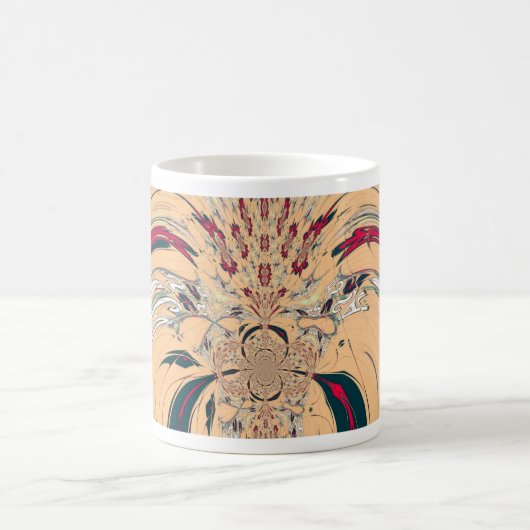 アフリカ鮮やか万華鏡のように千変万化するパターン:ピーチな喜び コーヒーマグカップ (中央)