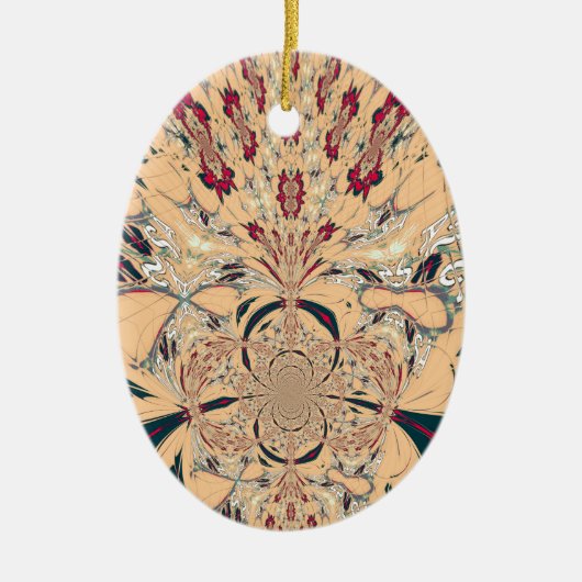 アフリカ鮮やか万華鏡のように千変万化するパターン:ピーチな喜び セラミックオーナメント (正面)