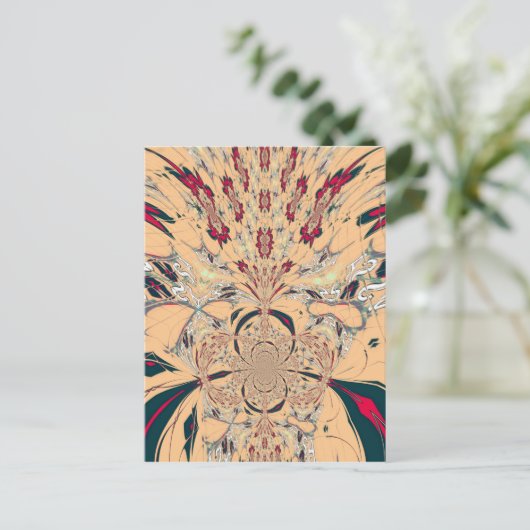 アフリカ鮮やか万華鏡のように千変万化するパターン:ピーチな喜び ポストカード (スタンド正面)