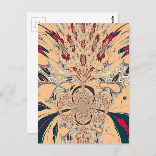 アフリカ鮮やか万華鏡のように千変万化するパターン:ピーチな喜び ポストカード (正面/裏面)