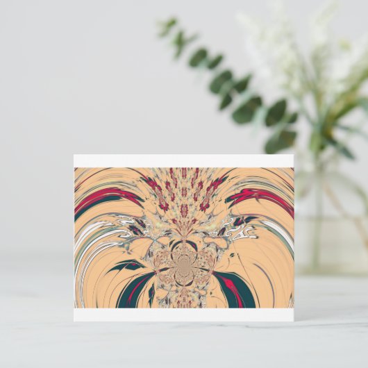 アフリカ鮮やか万華鏡のように千変万化するパターン:ピーチな喜び ポストカード (スタンド正面)