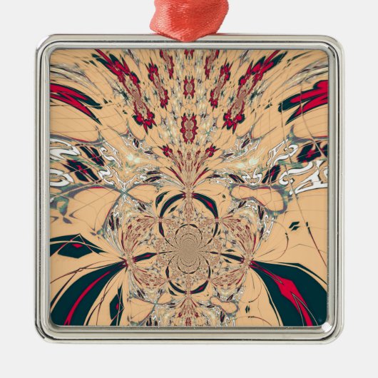 アフリカ鮮やか万華鏡のように千変万化するパターン:ピーチな喜び メタルオーナメント (正面)