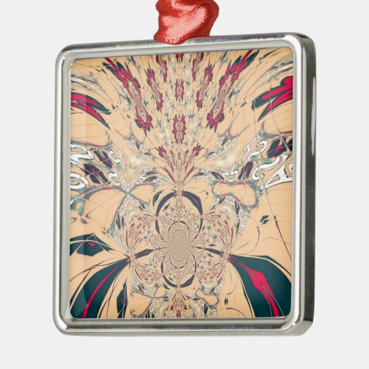 アフリカ鮮やか万華鏡のように千変万化するパターン:ピーチな喜び メタルオーナメント (左)