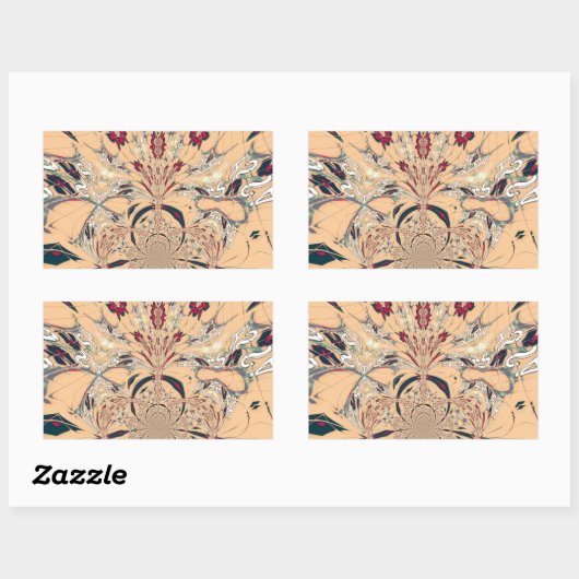 アフリカ鮮やか万華鏡のように千変万化するパターン:ピーチな喜び 長方形シール (シート)