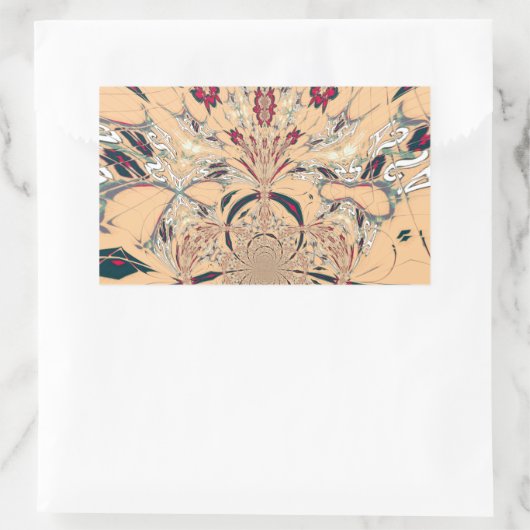 アフリカ鮮やか万華鏡のように千変万化するパターン:ピーチな喜び 長方形シール (バッグ)