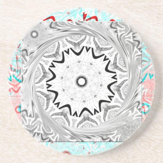 アフリカ鮮やか文化:ピンクとシアンの融合 コースター (正面)