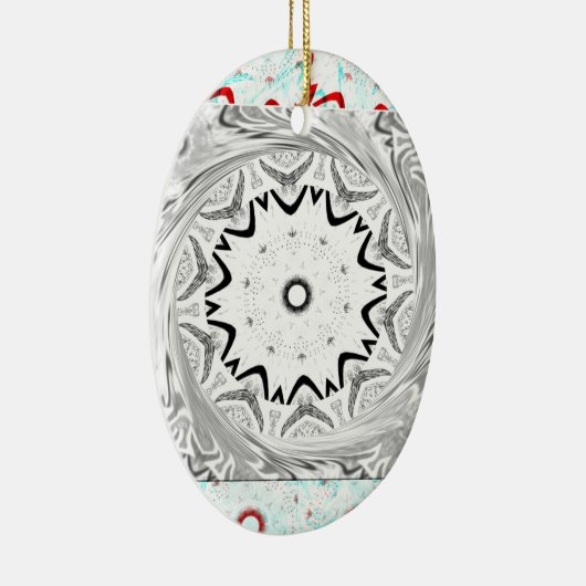 アフリカ鮮やか文化:ピンクとシアンの融合 セラミックオーナメント (右)