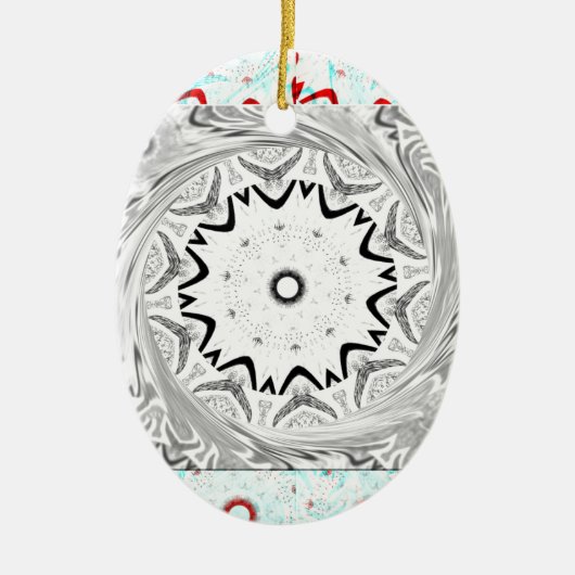 アフリカ鮮やか文化:ピンクとシアンの融合 セラミックオーナメント (正面)