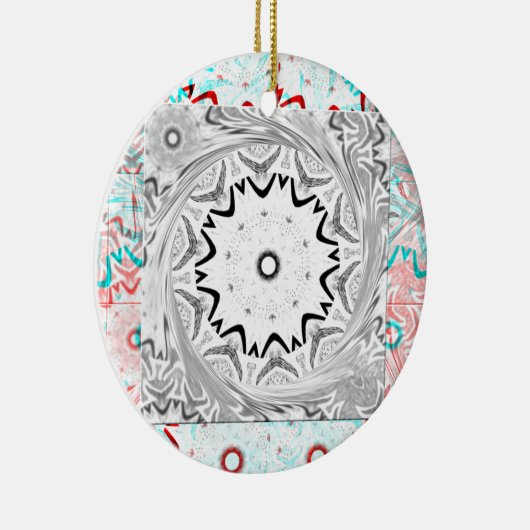 アフリカ鮮やか文化:ピンクとシアンの融合 セラミックオーナメント (右)