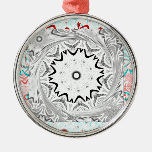 アフリカ鮮やか文化:ピンクとシアンの融合 メタルオーナメント (正面)