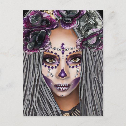 アフリカ黒人女性ブードゥープリエスファンタジーアート ポストカード (正面)