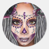 アフリカ黒人女性ブードゥープリエスファンタジーアート ラウンドシール (正面)