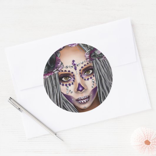 アフリカ黒人女性ブードゥープリエスファンタジーアート ラウンドシール (封筒)