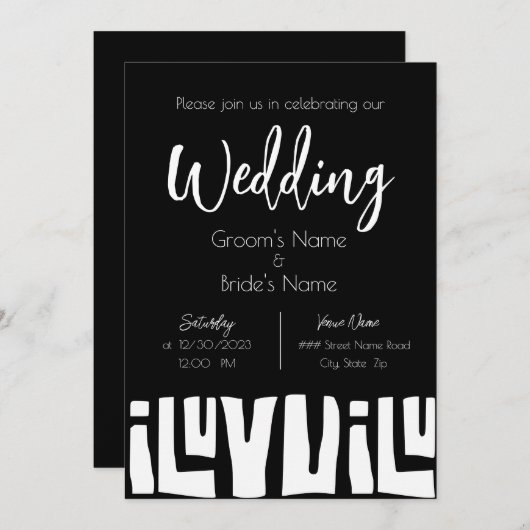 アフリカ黒白トライバル結婚ズ 招待状 (正面/裏面)