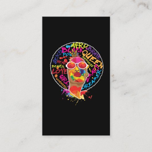 アフリカ黒誇りを持った色アメリカアフロメラニン女王 名刺 (正面)