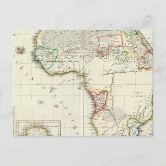 アフリカ2インセットマップが刻まれた地図 ポストカード (正面)