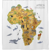 アフリカ|の植物相及び動物群の地図 シャワーカーテン (正面)