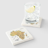 アフリカ|の植物相及び動物群の地図 ストーンコースター (横)