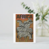 アフリカ、アフリカのゼブラ、サバンナ、ヴィンテージ旅行 ポストカード (スタンド正面)