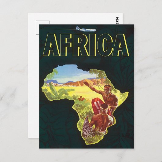 アフリカ、アフリカ大陸の戦士 ポストカード (正面/裏面)