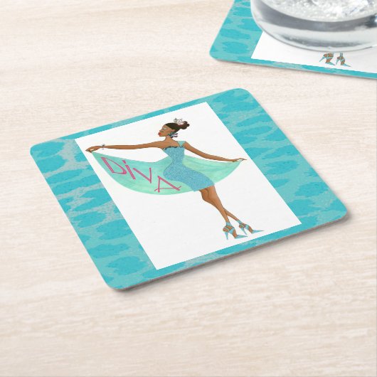 「アフリカ+アメリカ+ディヴァ」 スクエアペーパーコースター (アングル)