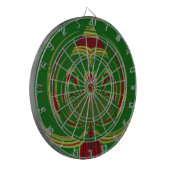アフリカ エスニック グリーン フローラル モチーフ パターン デザイン ダーツボード (正面左)