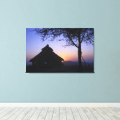 アフリカ、エチオピア、オモ川地域、夕焼け キャンバスプリント (インサイチュ (ウッドフロア))