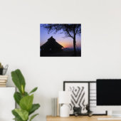 アフリカ、エチオピア、オモ川地域、夕焼け ポスター (ホームオフィス)