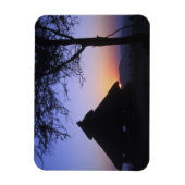 アフリカ、エチオピア、オモ川地域、夕焼け マグネット (縦)