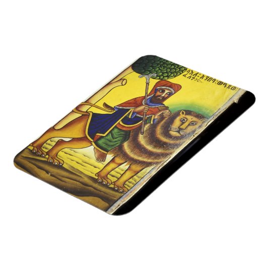 アフリカ、エチオピア。ライオンを描いた作品 マグネット (左側)