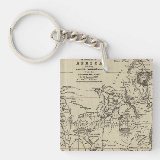 アフリカ|カメロンのルートの地図の部分 キーホルダー (正面)