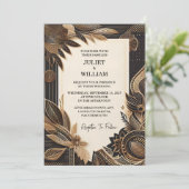 アフリカ ガーナ ブラウン トрадиショナル ナイジェリア ウェディング 招待状 (スタンド正面)