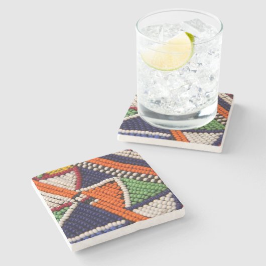 アフリカ、ケニア。マサイ族ビーズ ストーンコースター (横)