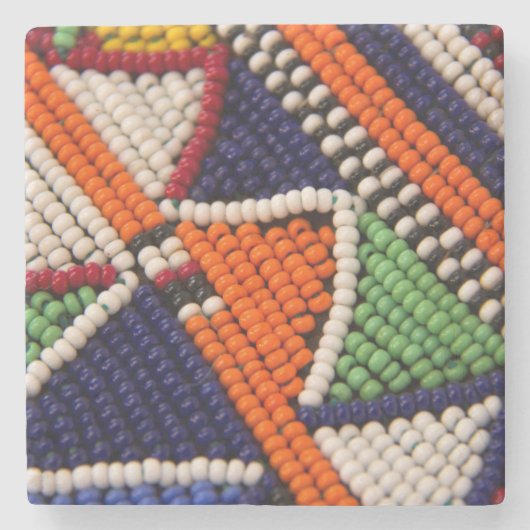 アフリカ、ケニア。マサイ族ビーズ ストーンコースター (正面)