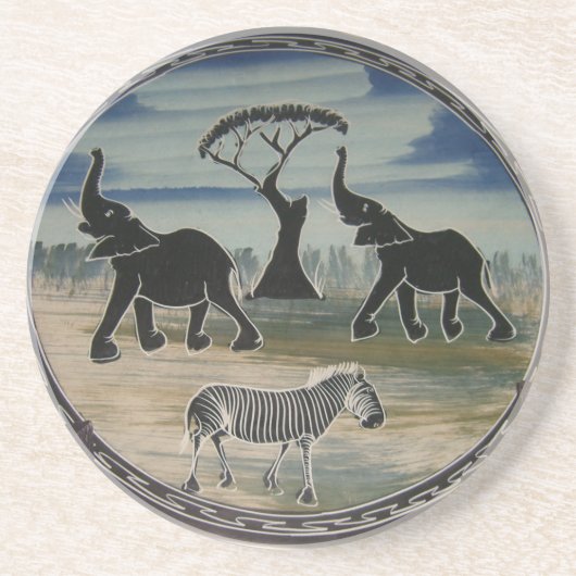 アフリカ・ケニヤ美しいエレガント野生生物 コースター (正面)