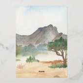 アフリカ・サバンナのキリン誕生日パーティー金ゴールド 箔招待状 (裏面)