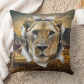 アフリカ – サファリライオンワイルドライフアート枕 クッション (ブランケット)