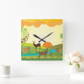 アフリカ スクエア壁時計 (ホーム)