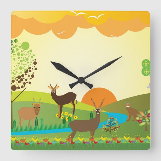 アフリカ スクエア壁時計 (正面)