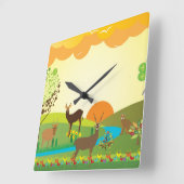 アフリカ スクエア壁時計 (傾斜)